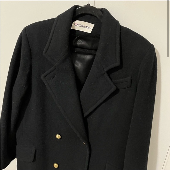 Vintage Union Made JH Collectibles Wool Long Trench Coat Black sz Medium / Large - Picture 2 of 14